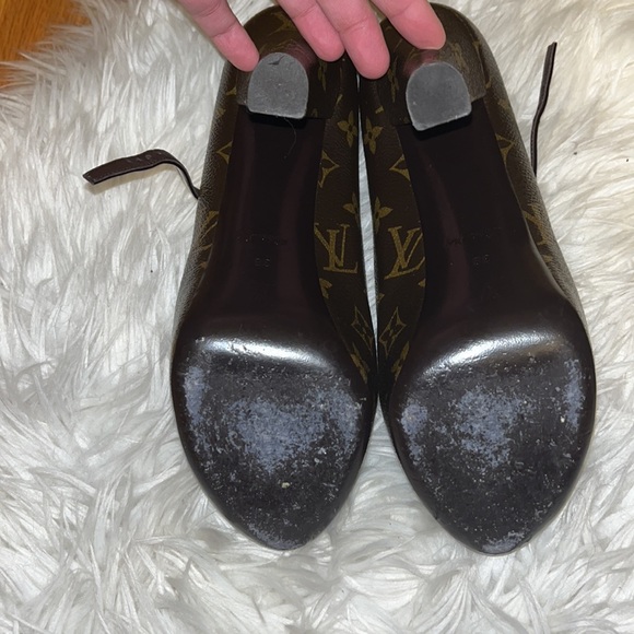 100% Authentic Louis Vuitton Monogram Canvas Vanity Ankle Strap Peep Toe - Picture 15 of 16